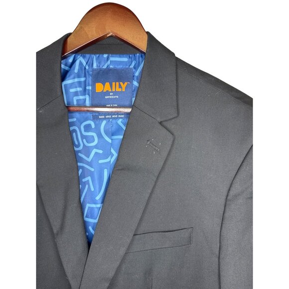 Daily OppoSuits Men's Blazer Sports Coat Black Two Button Solid Lined Size 42 - Picture 5 of 13